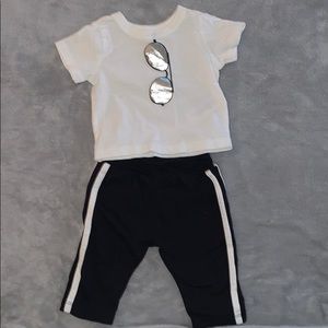 Two piece with pants and short sleeve shirt